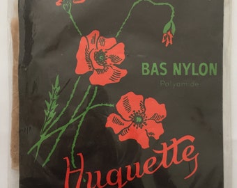 Bas nylon vintage sans couture HUGUETTE taille 3 neufs