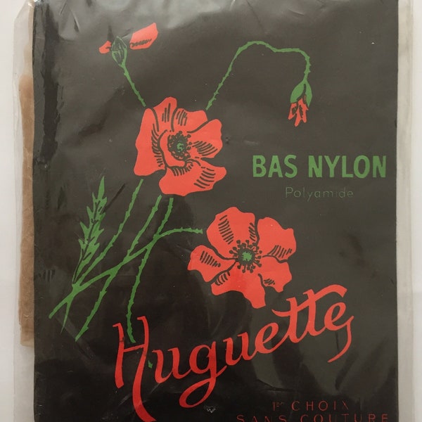 Bas nylon vintage sans couture HUGUETTE taille 3 neufs