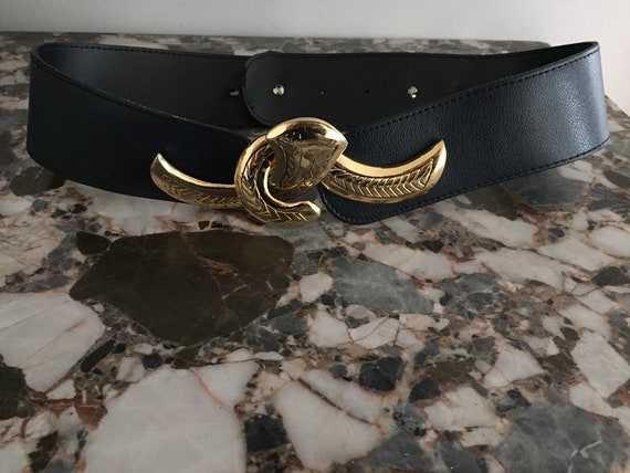 Vintage belt in black leather made in France snak… - image 8