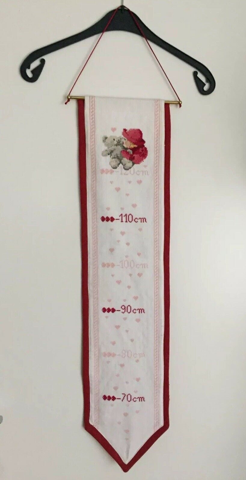 Toise Vintage Enfant Petite Fille et Son Nounours