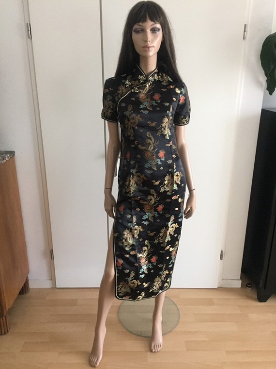 Chinese black/fleurie chinese dress size 38 - new