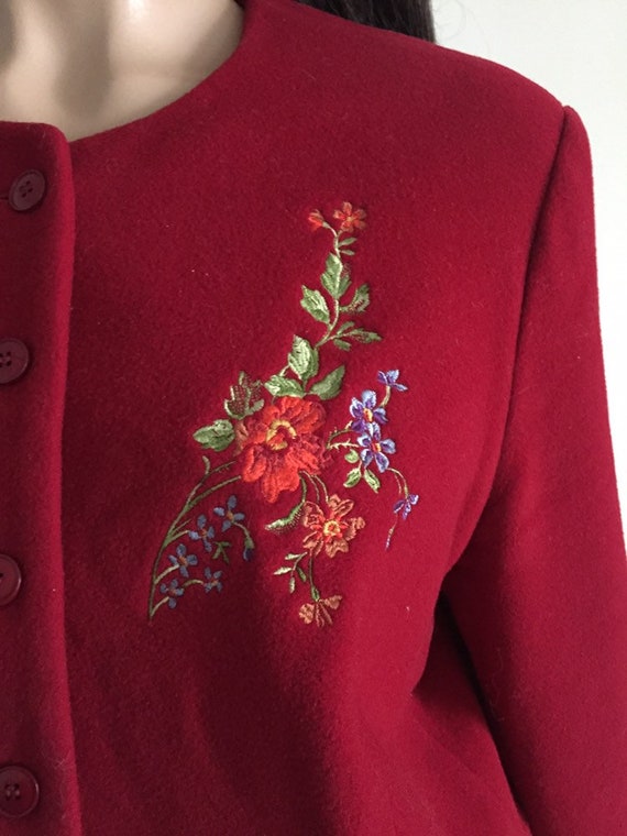 Vintage jacket KENZO red embroidery colorful flow… - image 3