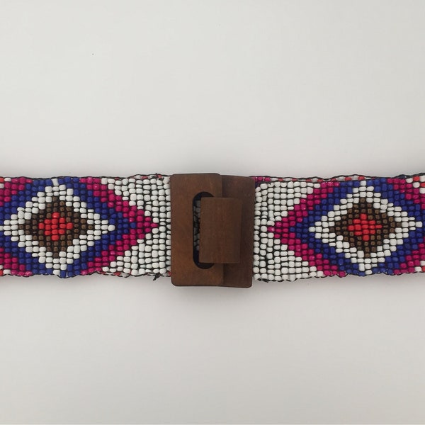 ceinture vintage perles multicolore élastique taille unique