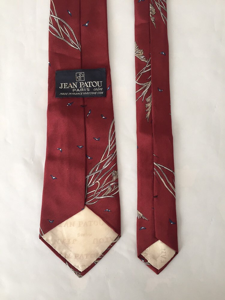 Jean Patou Tie Vintage Designer Silk Necktie Luxury High End 