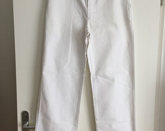 Pantalon vintage blanc bleu de travail neuf taille 44 - uk 8 - us 4
