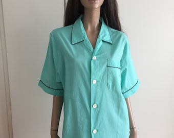 vintage green pajama top shirt size XL