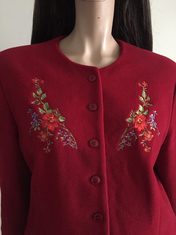 Vintage jacket KENZO red embroidery colorful flow… - image 2