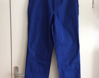 Pantalon vintage bleu de travail ouvrier atelier taille 48