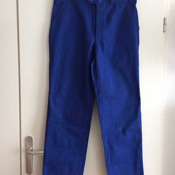 Pantalon vintage bleu de travail ouvrier atelier taille 48