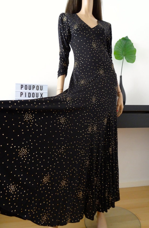 black and gold long dress uk