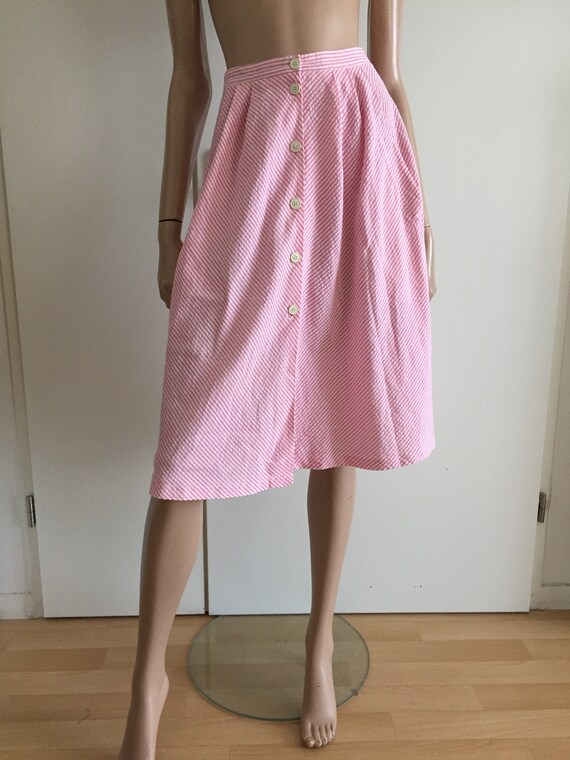 Vintage skirt CACHAREL stripes pink blank Seersuck