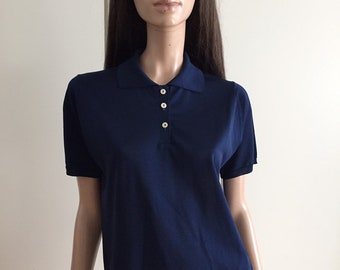 polo vintage en nylon bleu marine Joss taille M