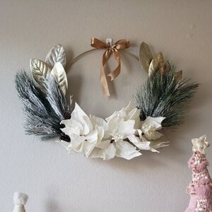 Ready to Ship! Winter Metal Hoop Wreath, Holiday Hoop Wreath, Winter Wreath, Christmas Wreath, Christmas Décor, Front Door Wreath