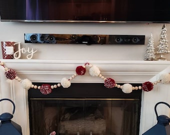 Christmas Pom Pom Garland, Pom pom garland, Christmas garland