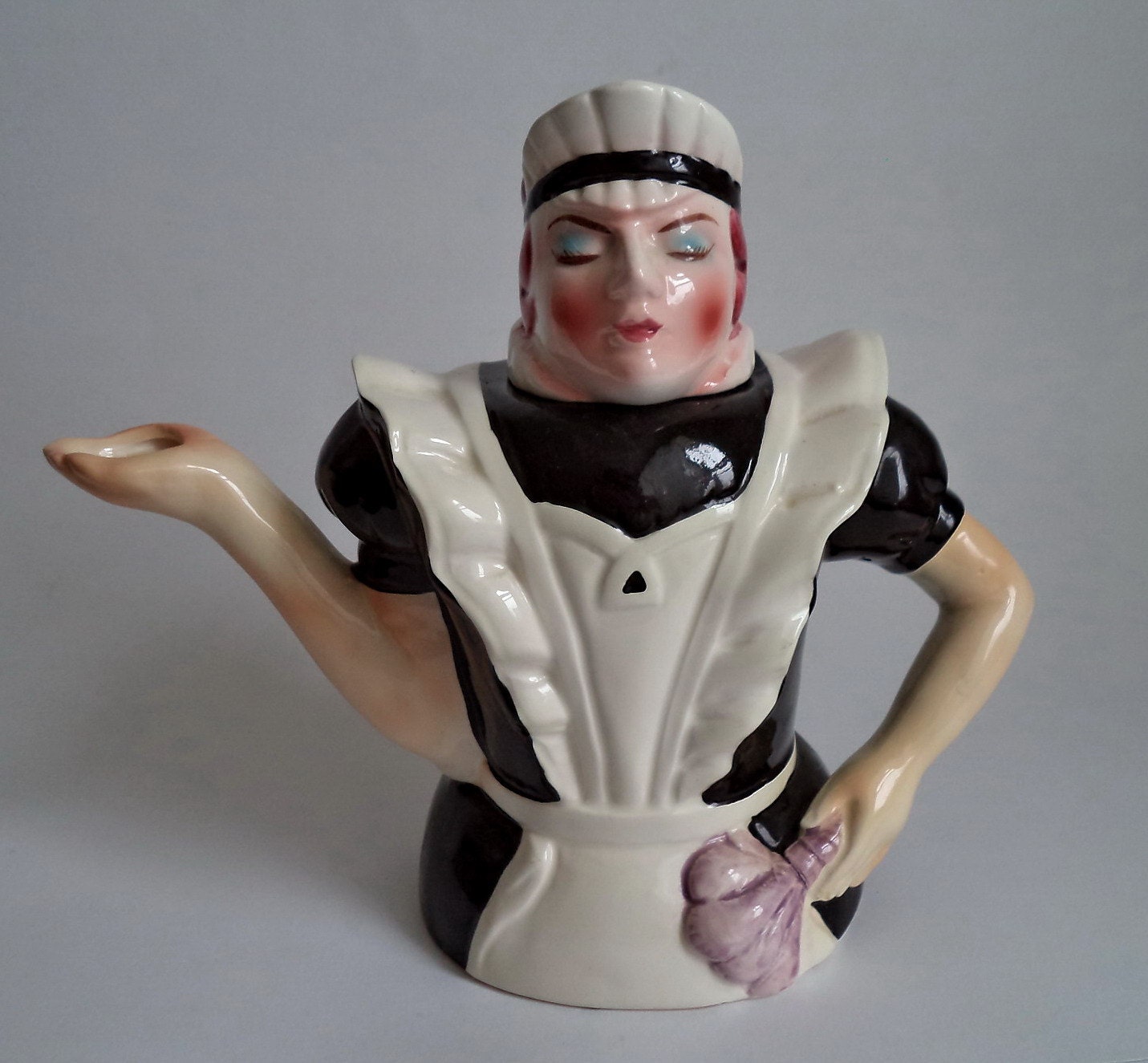 1988 Teapot Tea Time Serving Maid Teapot Hand Painted No.9 Etsy