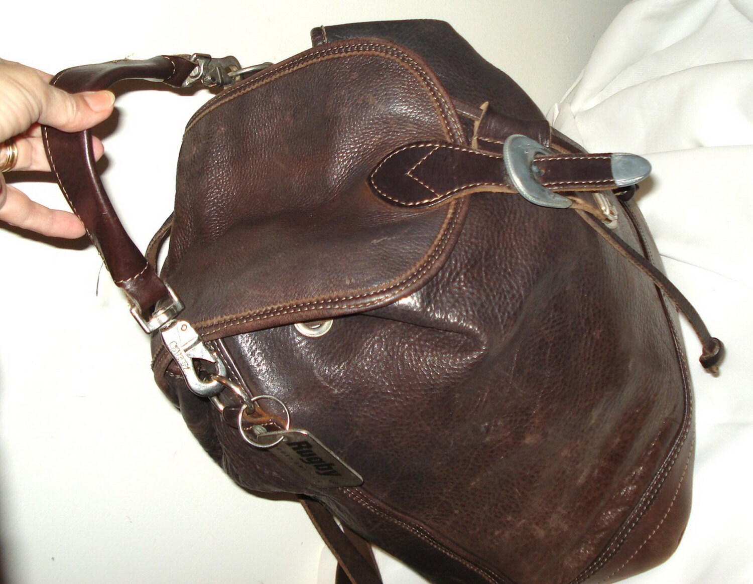 rugby leather backpack