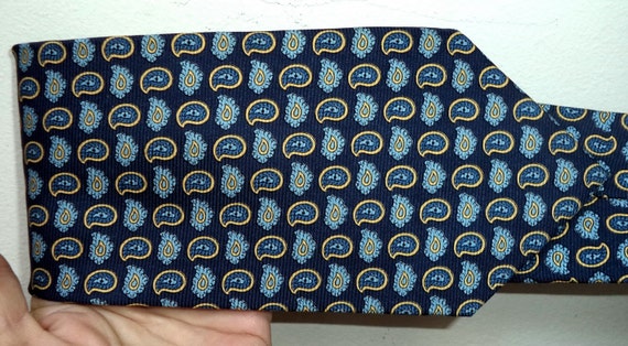 Burberry's New Blue Silk Tie, Paisley Print, Blue