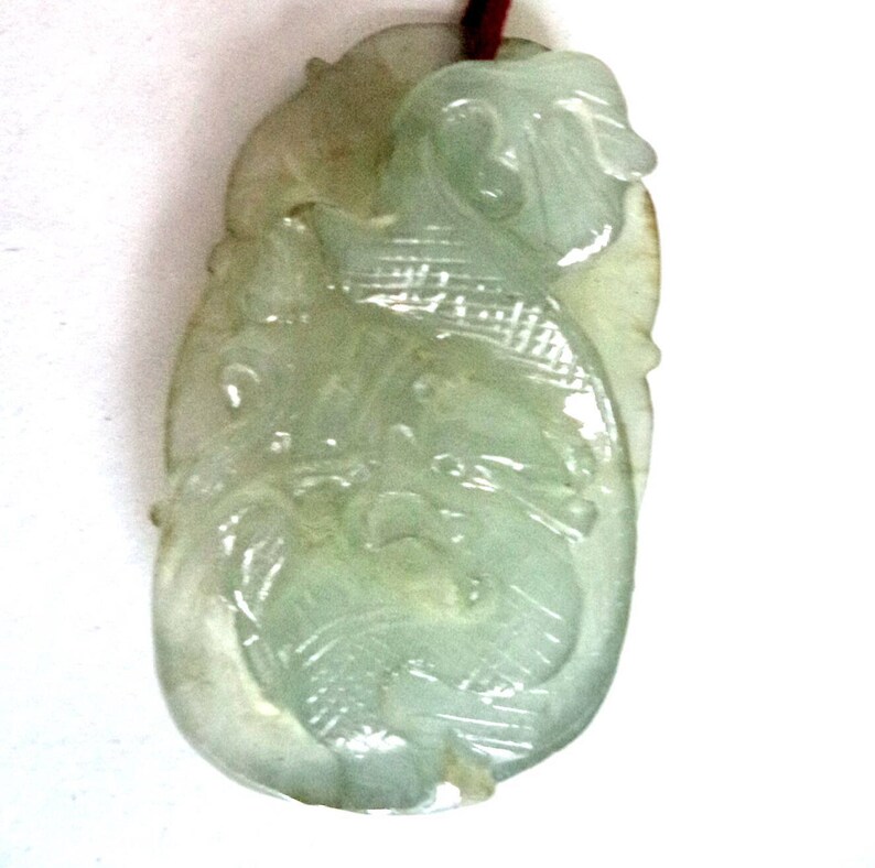 Carved Jade Pendant Necklace Dragon Celadon Jadeite | Etsy