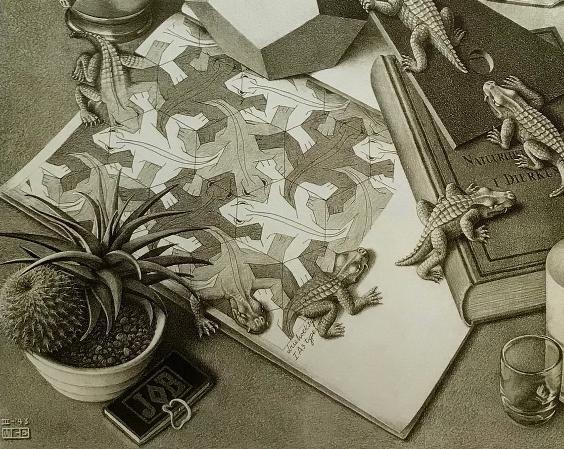 ESCHER Print Reptielen Escher vintage Poster Reptielen Etsy