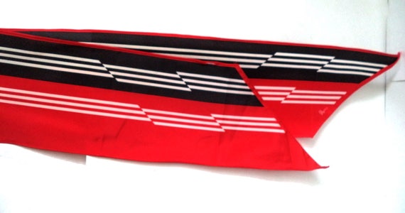 Vera Neumann scarf Red Black Striped Long Shawl, V