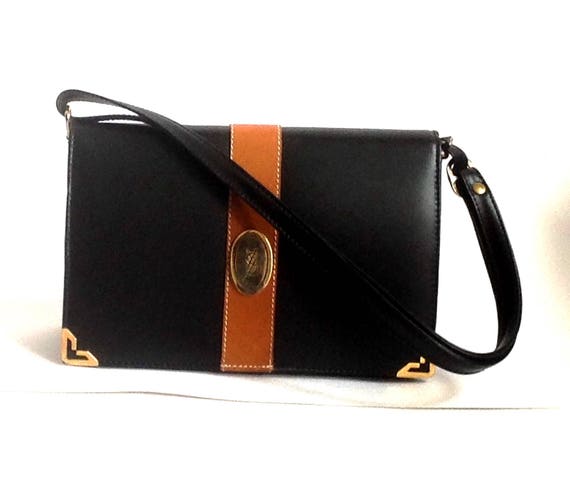 RÉSERVÉ pour l’acheteur régulier! YSL noir Baguette Pochette Sac Sac Sac 80s Black Tan Leather Satchel RÉSERVÉ pour l’acheteur régulier! YSL noir Baguette Pochette Sac Sac Sac 80s Black Tan Leather Satchel