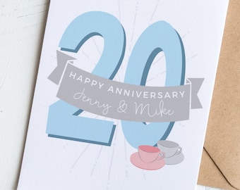 20th China Anniversary Card Personalised