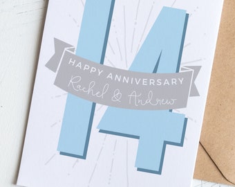 14th Anniversary Card Personalised