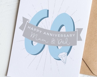 60th Diamond Anniversary Card Personalised