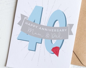 40th Ruby Anniversary Card Personalised