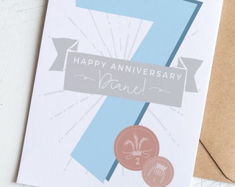 7th Copper Anniversary Card Personalised