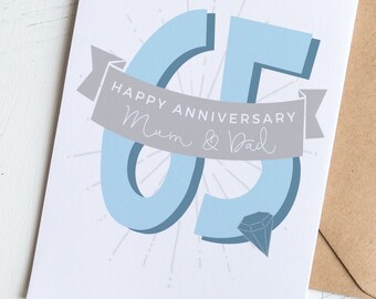 65th Blue Sapphire Anniversary Card Personalised