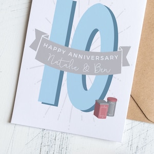 Carte 10th Tin Anniversary personnalisée