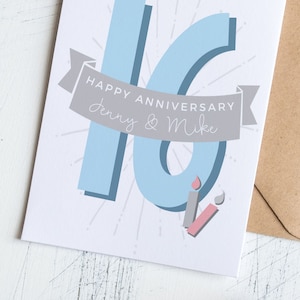 Tarjeta 16 aniversario de cera personalizada