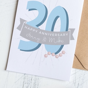 Tarjeta 30 aniversario de Pearl personalizada