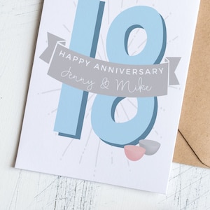 18ª Tarjeta aniversario de porcelana personalizada