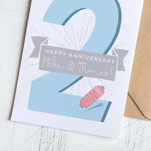 2nd Cotton Anniversary Card Personalizada