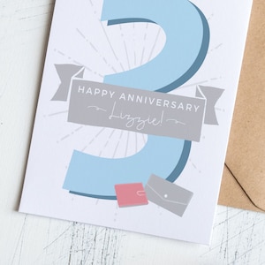 3ª Tarjeta Aniversario de Cuero Personalizada
