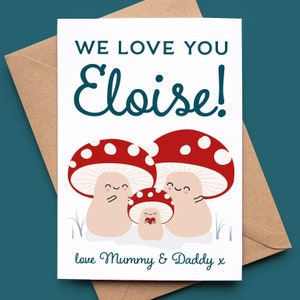 Carte de Saint-Valentin pour enfants personnalisée avec des champignons vénéneux - à partir d'un ou deux adultes