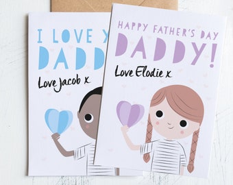 Customised Kids Father's Day Card for Daddy, Dad