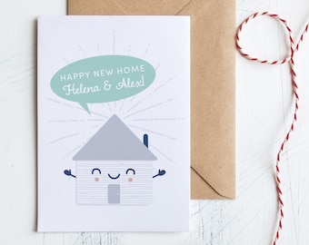 New Home Card, Cute Personalised Card for Family, Couple or Single