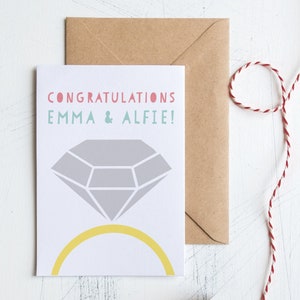 Engagement Card, Personalised with Diamond Ring image 1