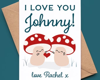 Personalised Toadstool Valentine's Card - Personalised