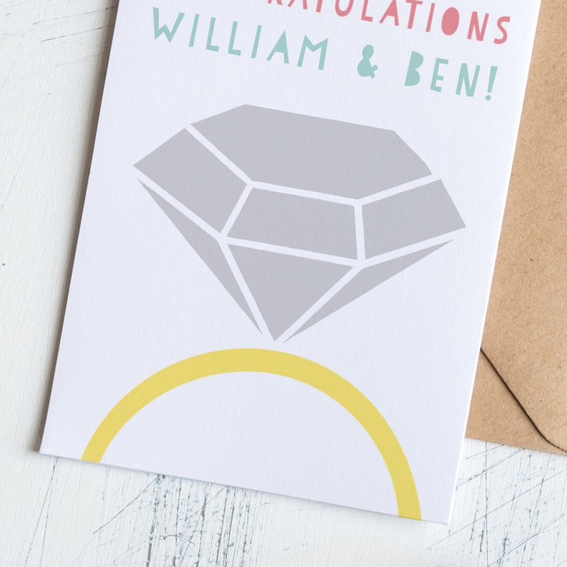 Engagement Card, Personalised with Diamond Ring image 2