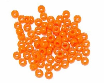 Bright Orange Pony Acrylic beads (2.3 oz)  250 beads