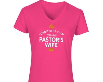 Pastor’s Wife Gift Shirt Tshirt Tee Women’s Vneck Funny Marriage Engagement Shirt Wedding Gift Keepsake Present Idea