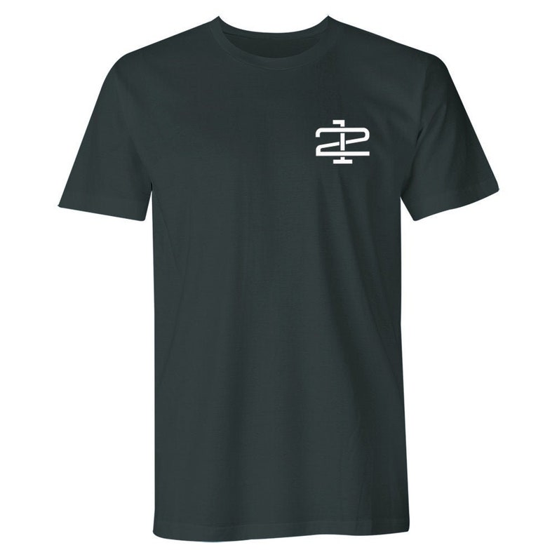 May include: A dark green t-shirt with a white logo on the left chest. The logo is a stylized letter "Z" with a line through the middle.