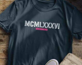 40th Birthday Tshirt for Men Gift Idea Roman Numerals T Shirt Keepsake Present for 40 year old