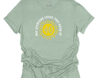 40th Tshirt for Woman Birthday Gift Tee Shirt T-Shirt Women’s Lady Crew Neck 40th Forty Happy Birthday Present Idea Keepsake Age 40 Year Old