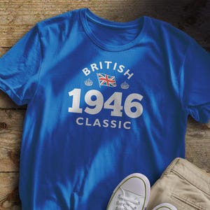 T-shirt 80e verjaardag voor heren, Brits klassiek ontwerp