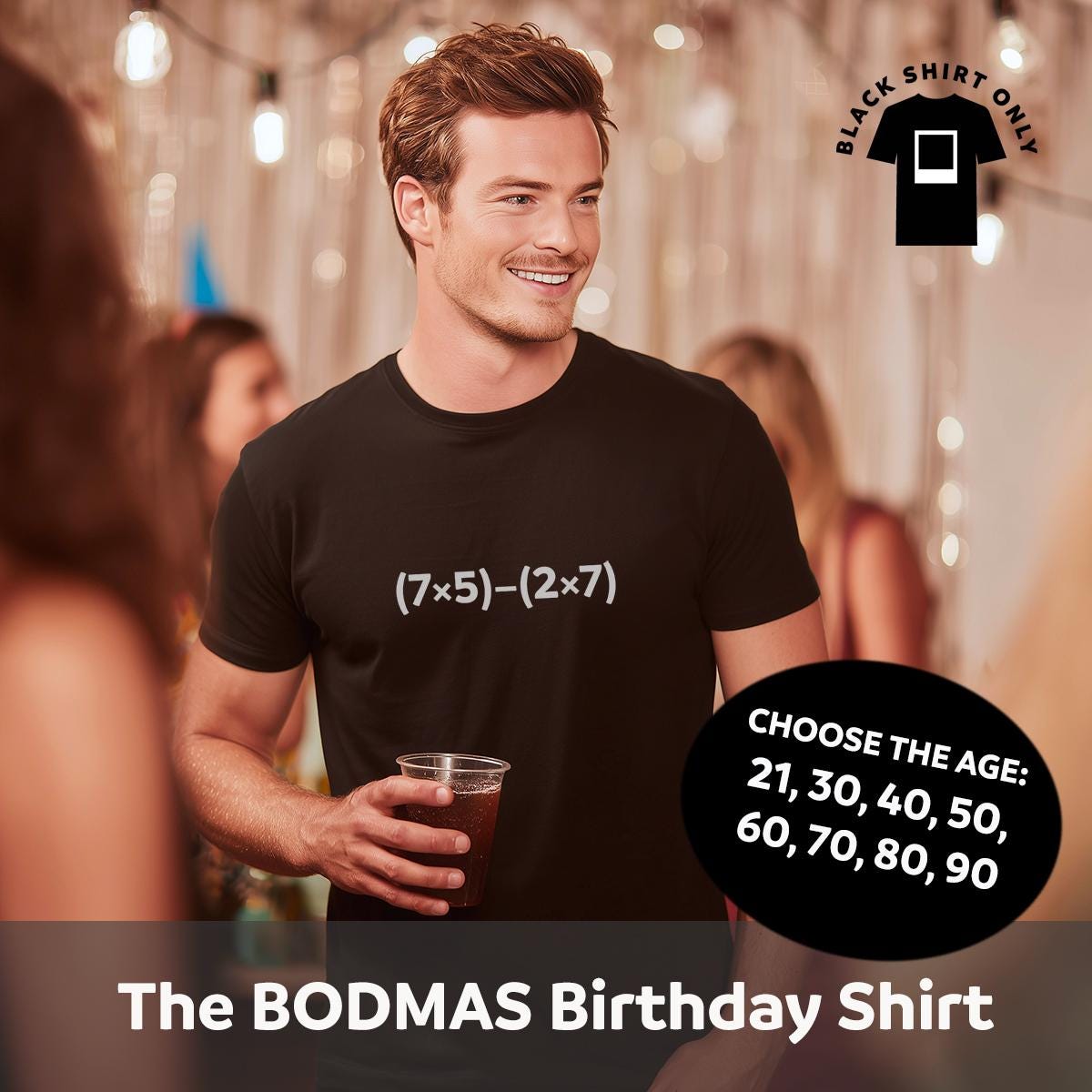 21st Birthday Tshirt Gift for Men Funny Math BODMAS Equation Tee T Shirt Tee Keepsake Present Age 21 Years Old Nerd & Math Lover Gift Idea